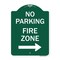 Signmission No Parking Sign Fire Zone W/ Right Arrow, Green & White Aluminum Sign, 18" x 24", GW-1824-23672 A-DES-GW-1824-23672 - alternate 1